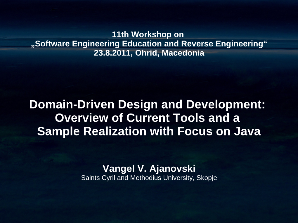 Domain-Driven Design and Development: Overview of Current Tools and a Sample Realization with Focus on Java