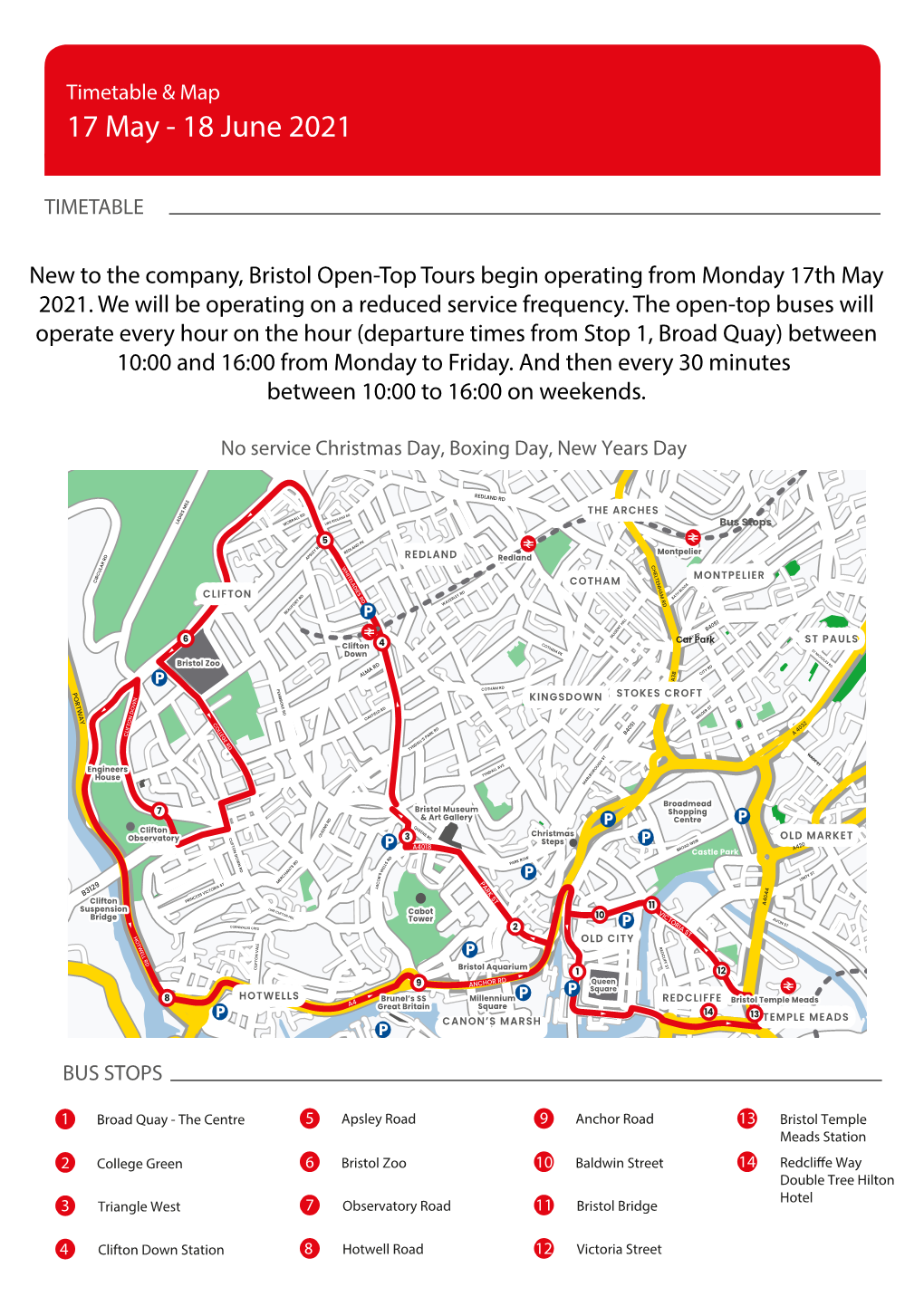 Bristol Timetable & Route Map 2021 COVID