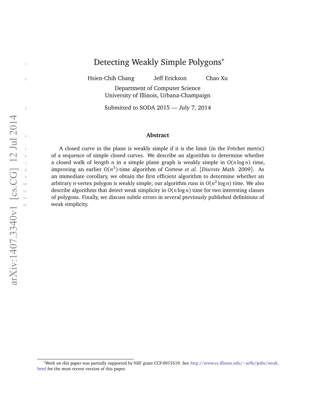 Detecting Weakly Simple Polygons∗