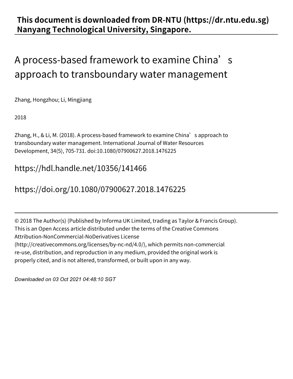 A Process‑Based Framework to Examine China's Approach To