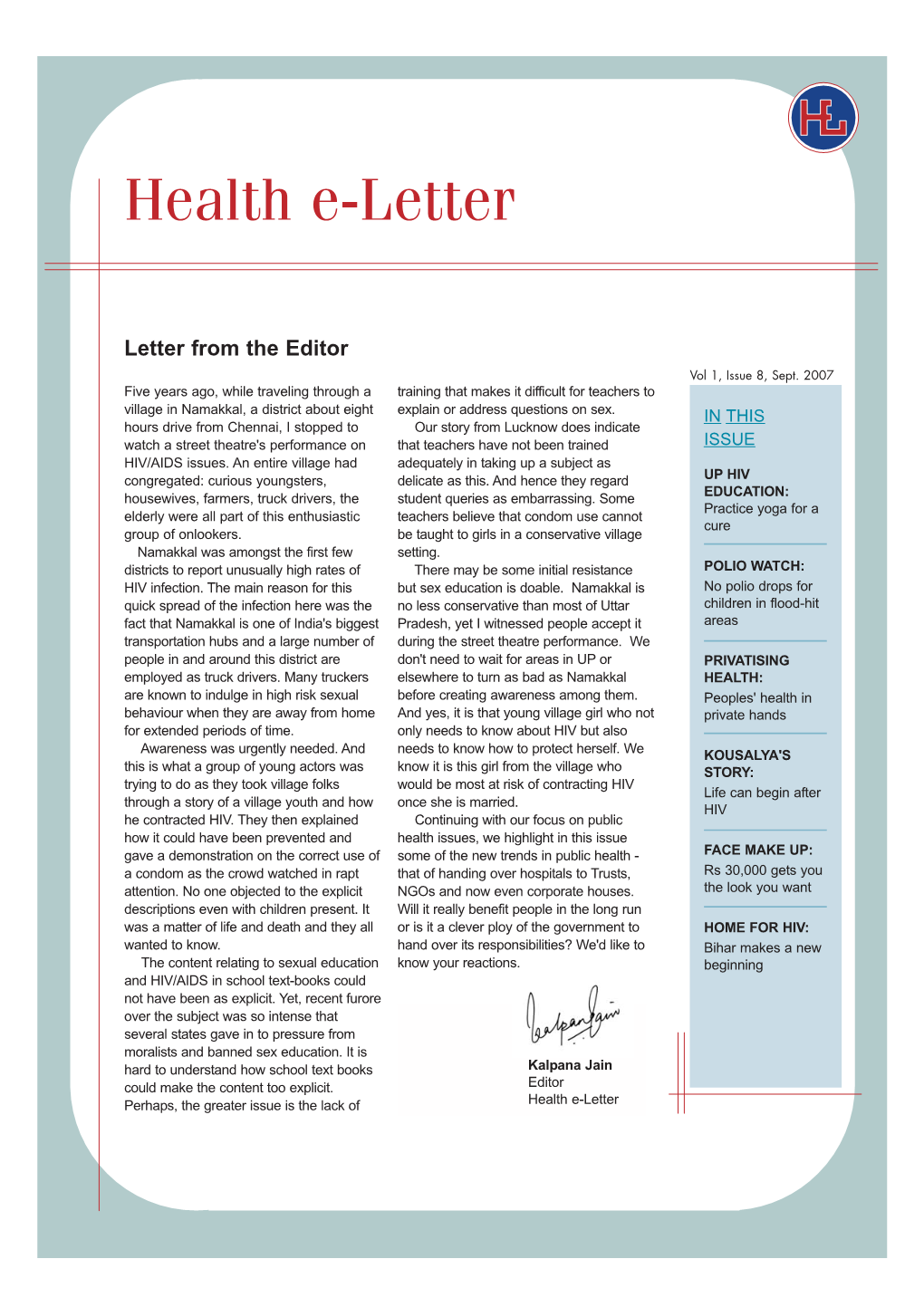 Health E-Letter September 2007