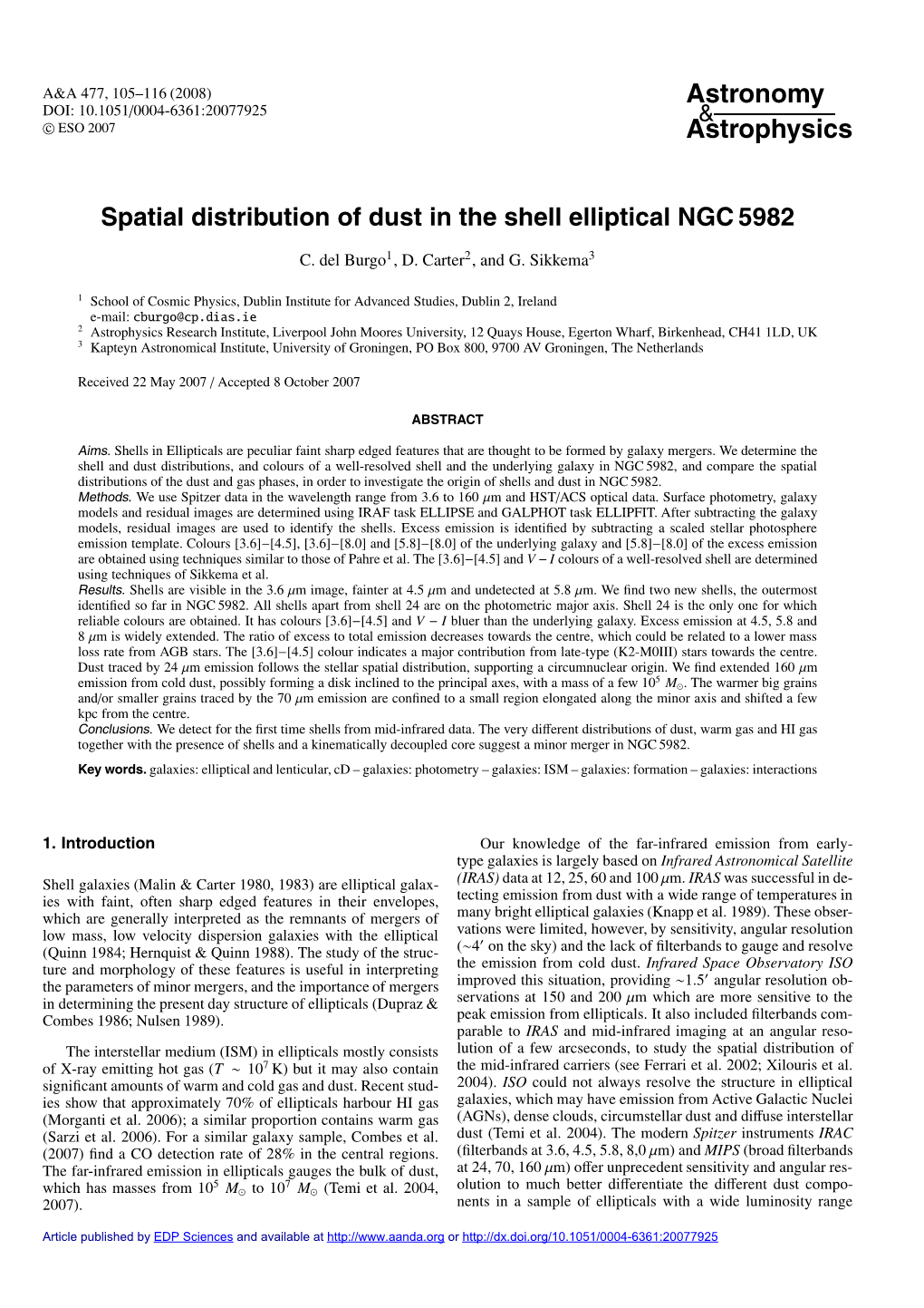 Spatial Distribution of Dust in the Shell Elliptical NGC 5982