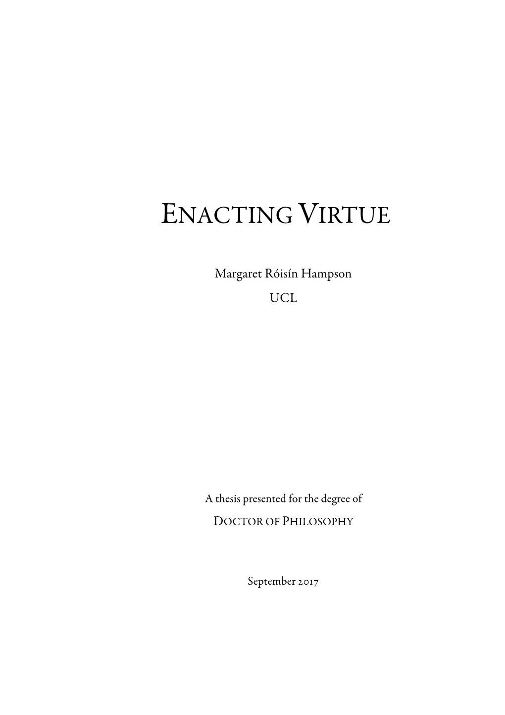 Enacting Virtue