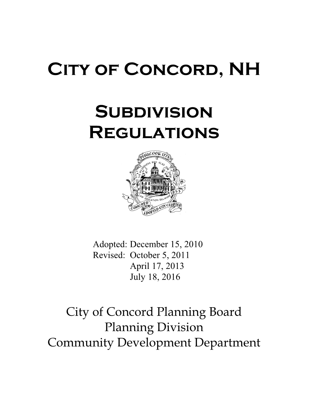 City of Concord, NH Subdivision Regulations