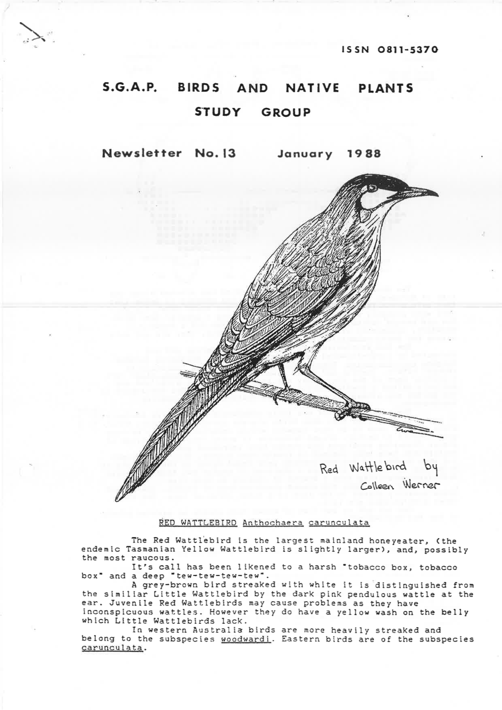 S.G.A.P. Birds and Native Plants Study