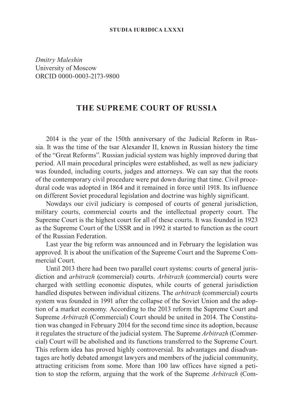The Supreme Court of Russia