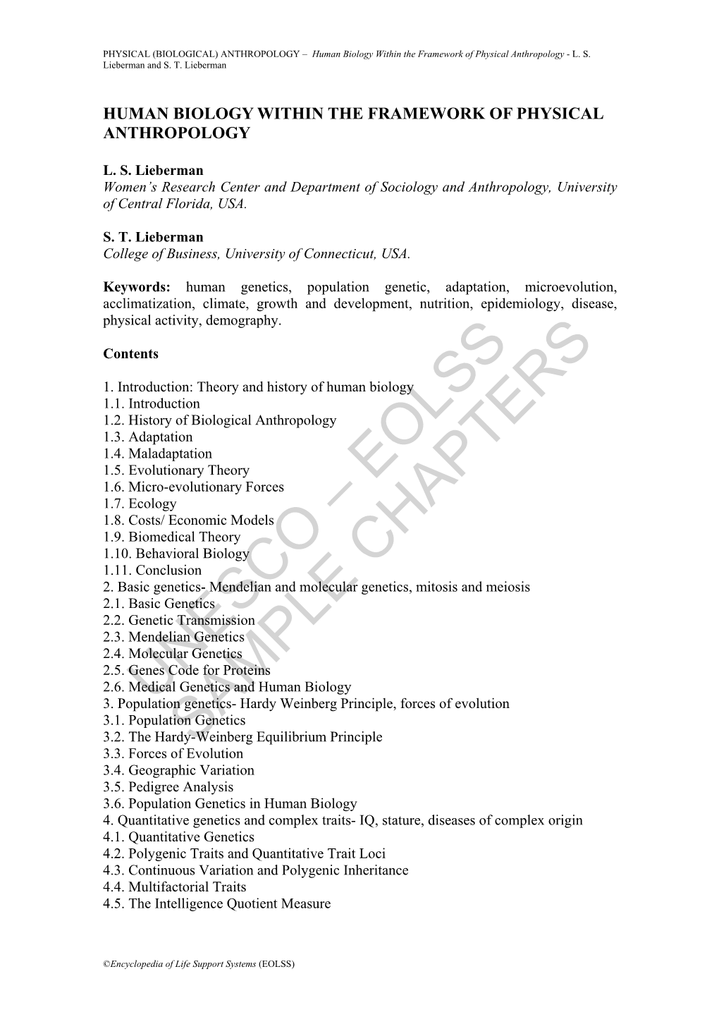 Human Biology Within the Framework of Physical Anthropology - L