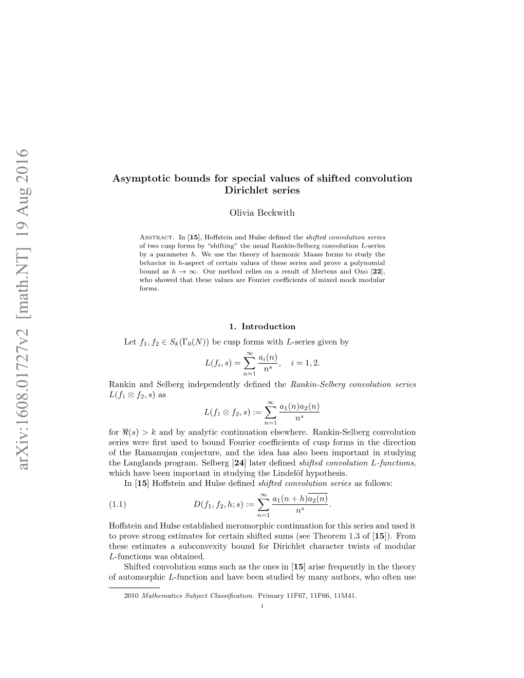 Asymptotic Bounds for Special Values of Shifted Convolution Dirichlet Series3