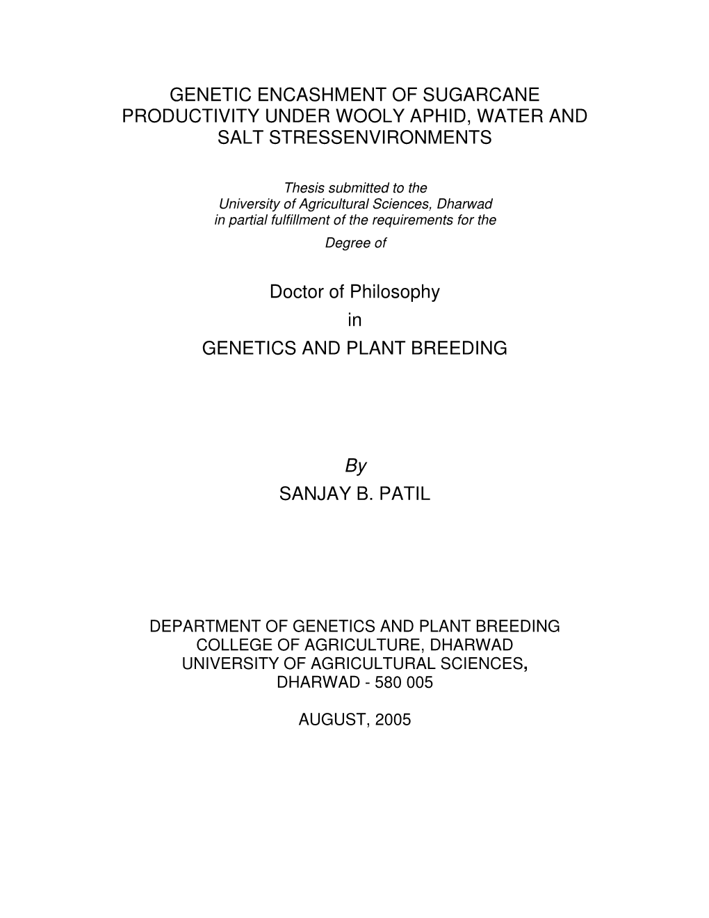 Genetic Encashment of Sugarcane Productivity Under Wooly Aphid, Water and Salt Stressenvironments