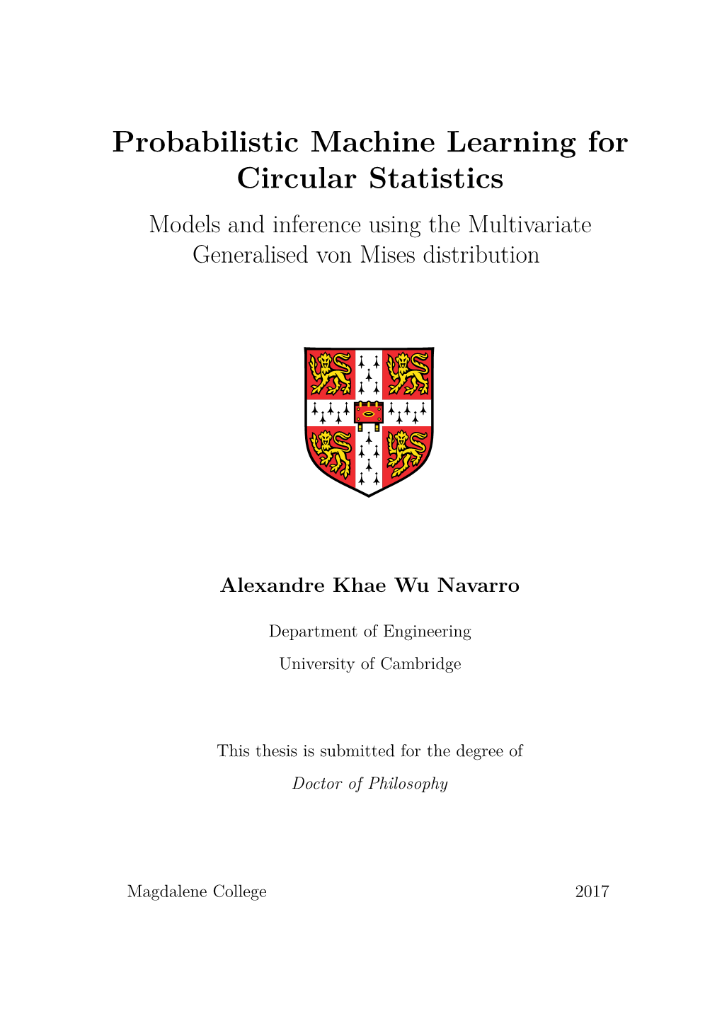 Probabilistic Machine Learning for Circular Statistics Models and Inference Using the Multivariate Generalised Von Mises Distribution