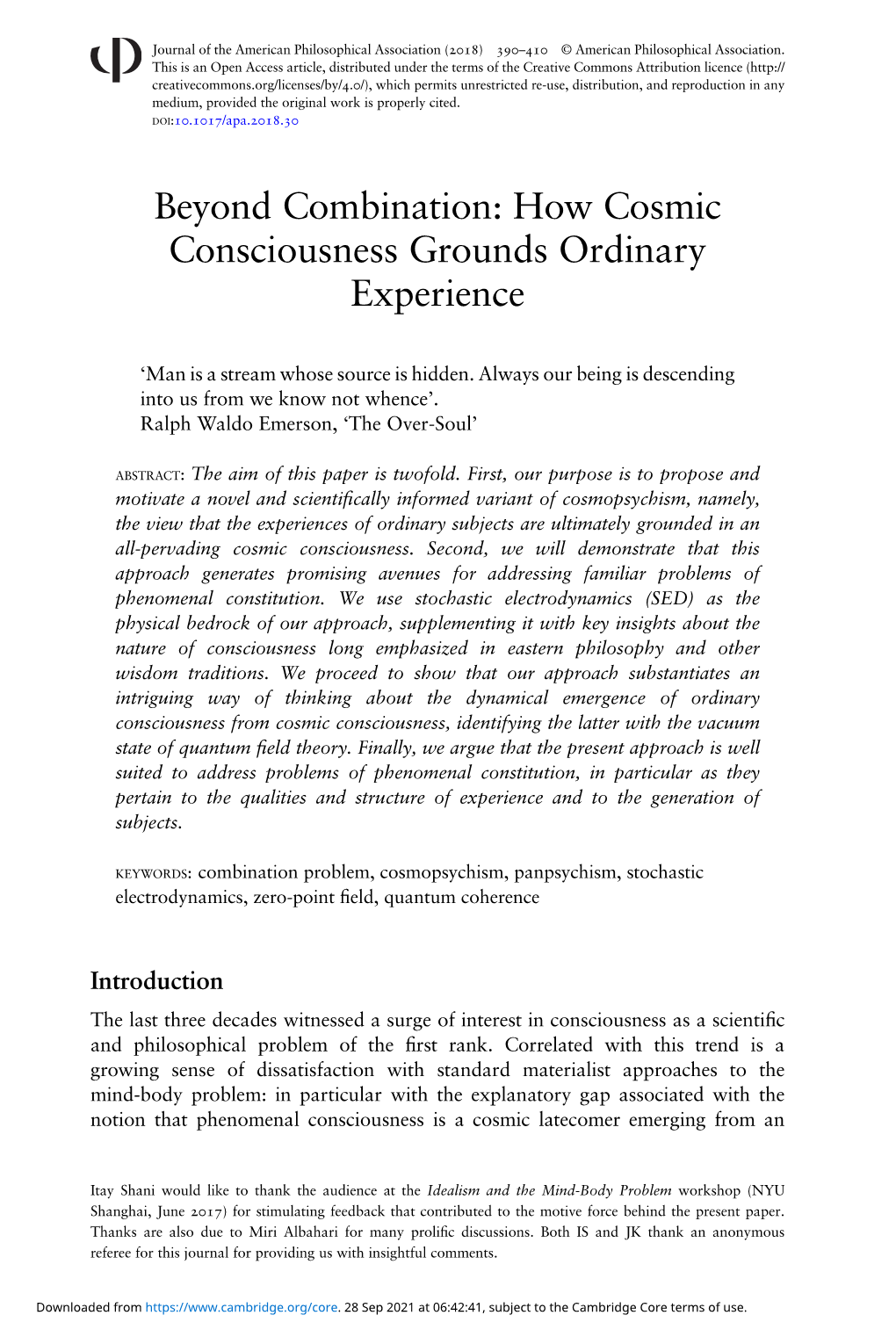 How Cosmic Consciousness Grounds Ordinary Experience