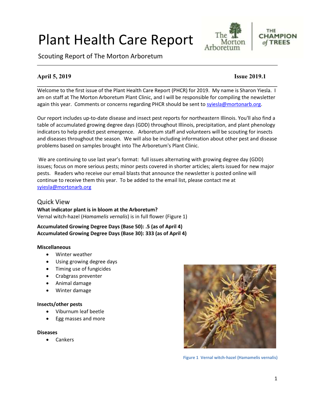 Plant Health Care Report Scouting Report of the Morton Arboretum