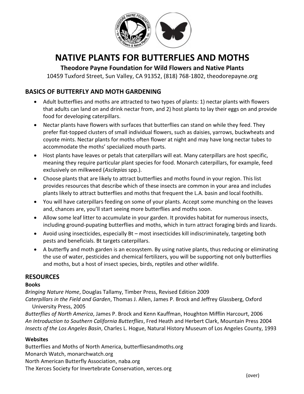 Native Plants for Butterflies and Moths