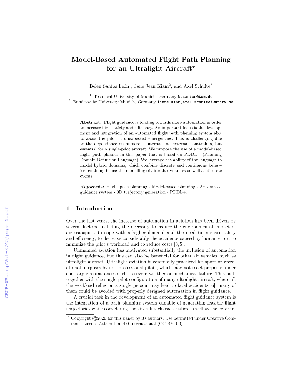 Model-Based Automated Flight Path Planning for an Ultralight Aircraft⋆