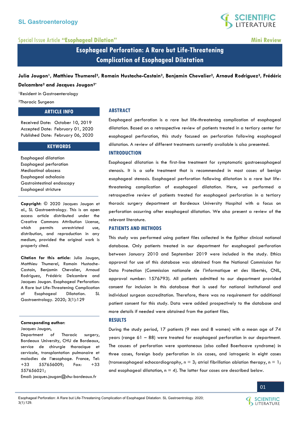 Esophageal Perforation: a Rare but Life-Threatening Complication of Esophageal Dilatation