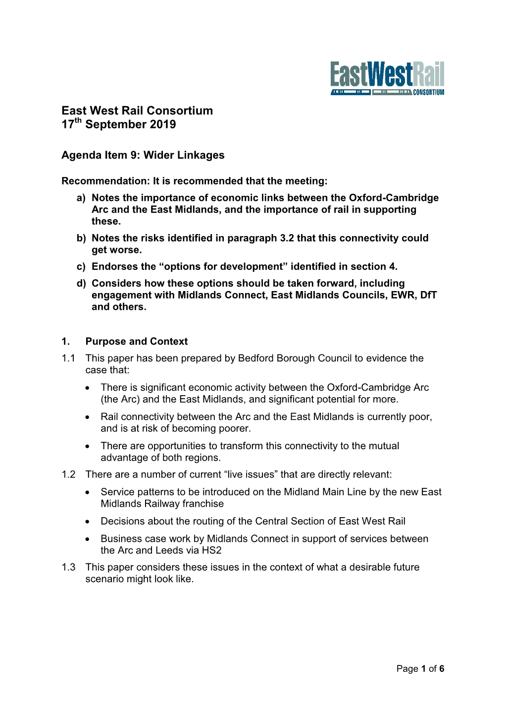 East West Rail Consortium 17 September 2019