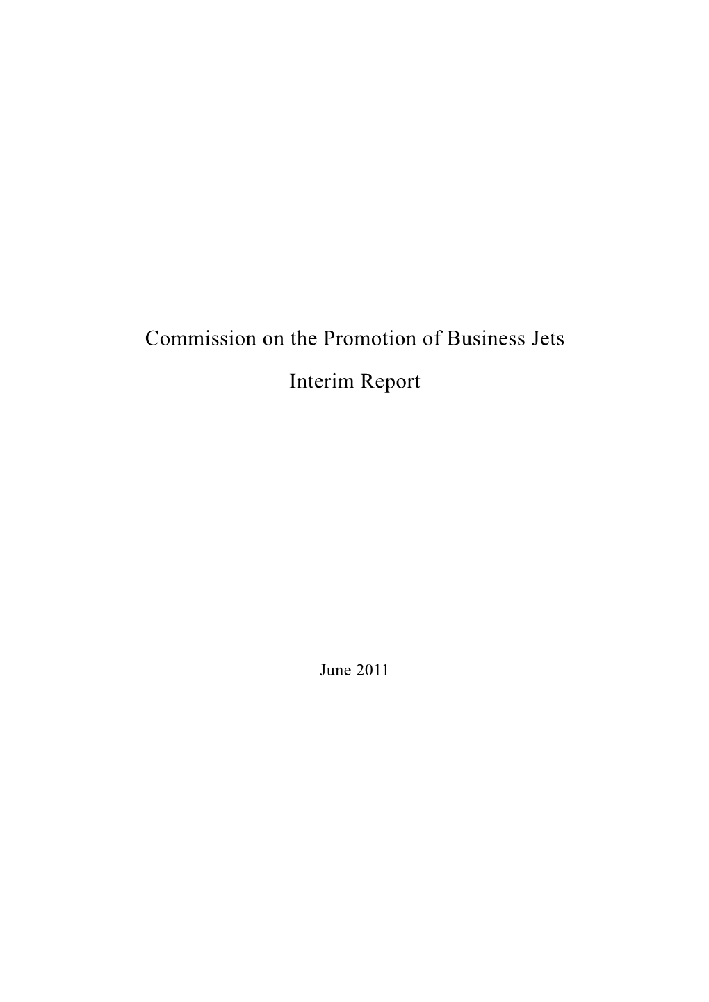 Commission on the Promotion of Business Jets Interim Report