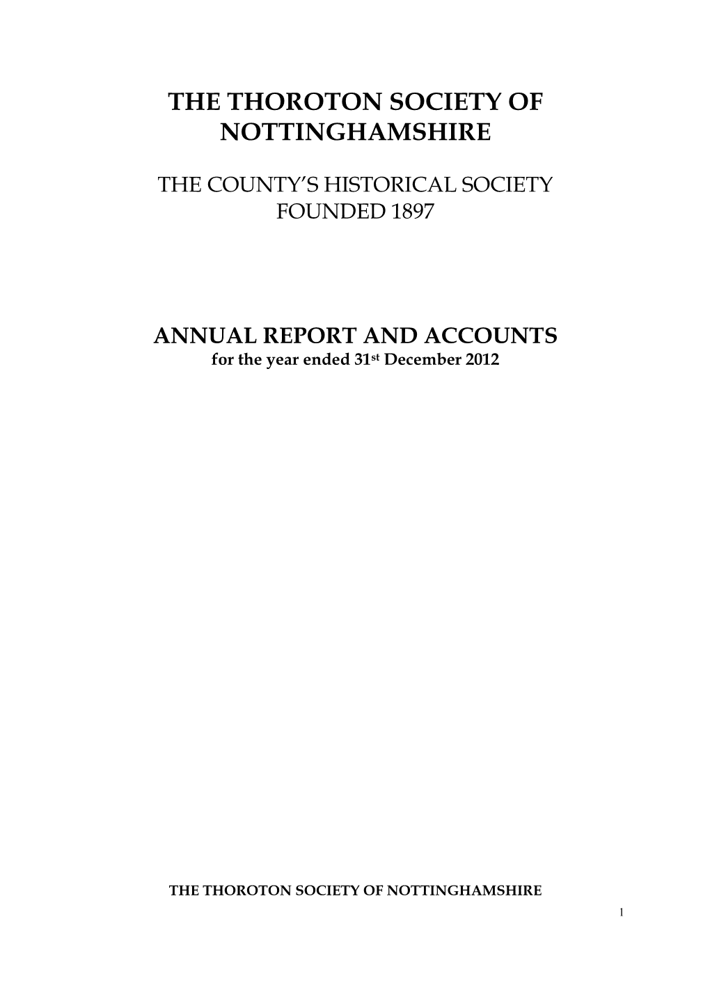 Annual Report for the Year Ended 31St December 2012