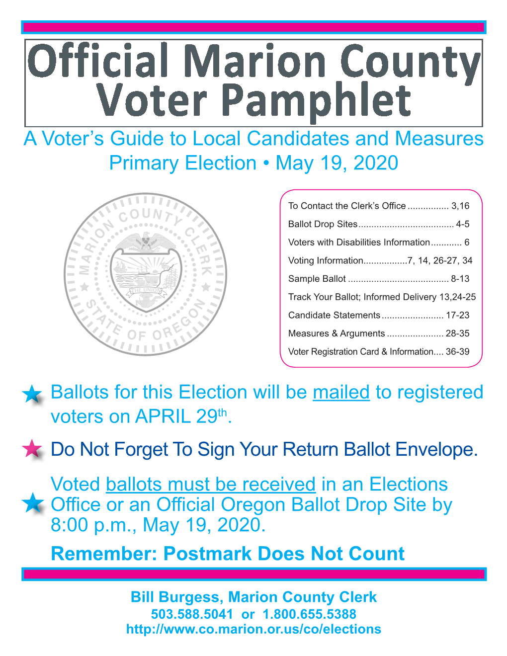 Official Marion County Voter Pamphlet Official Marion County