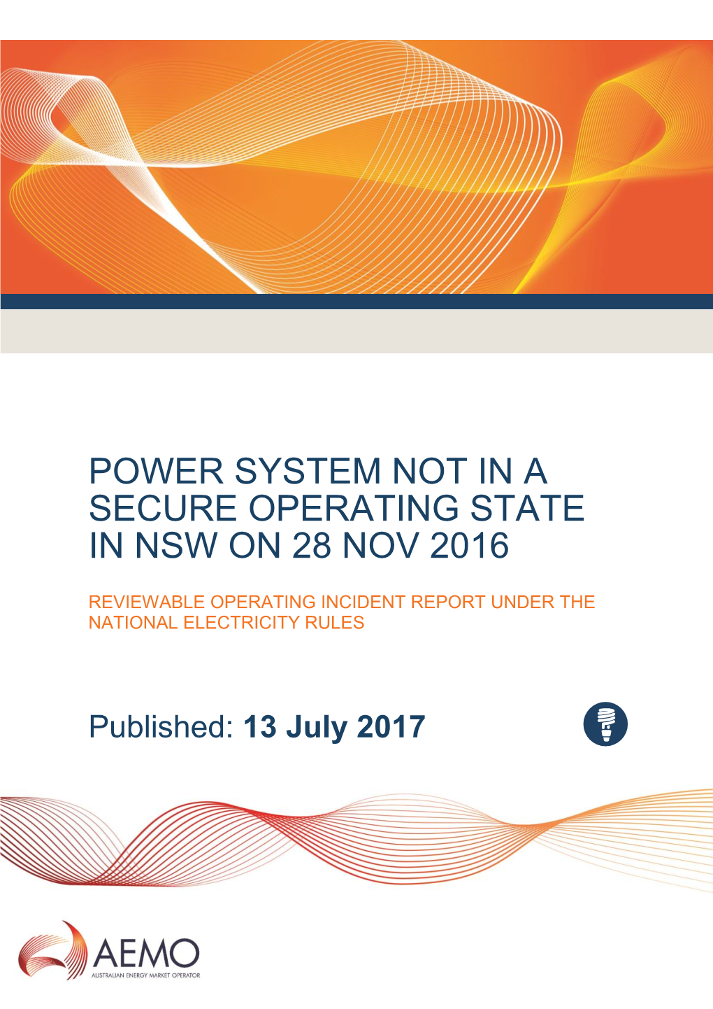 Power System Not in a Secure Operating State in Nsw on 28 Nov 2016