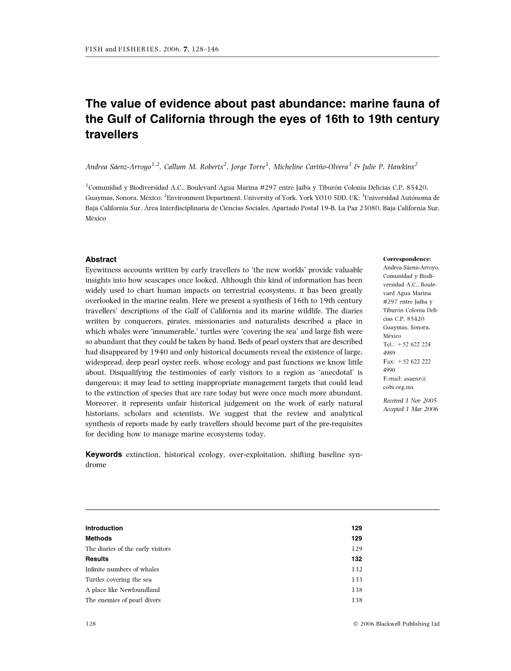 The Value of Evidence About Past Abundance: Marine Fauna of the Gulf of California Through the Eyes of 16Th to 19Th Century Travellers