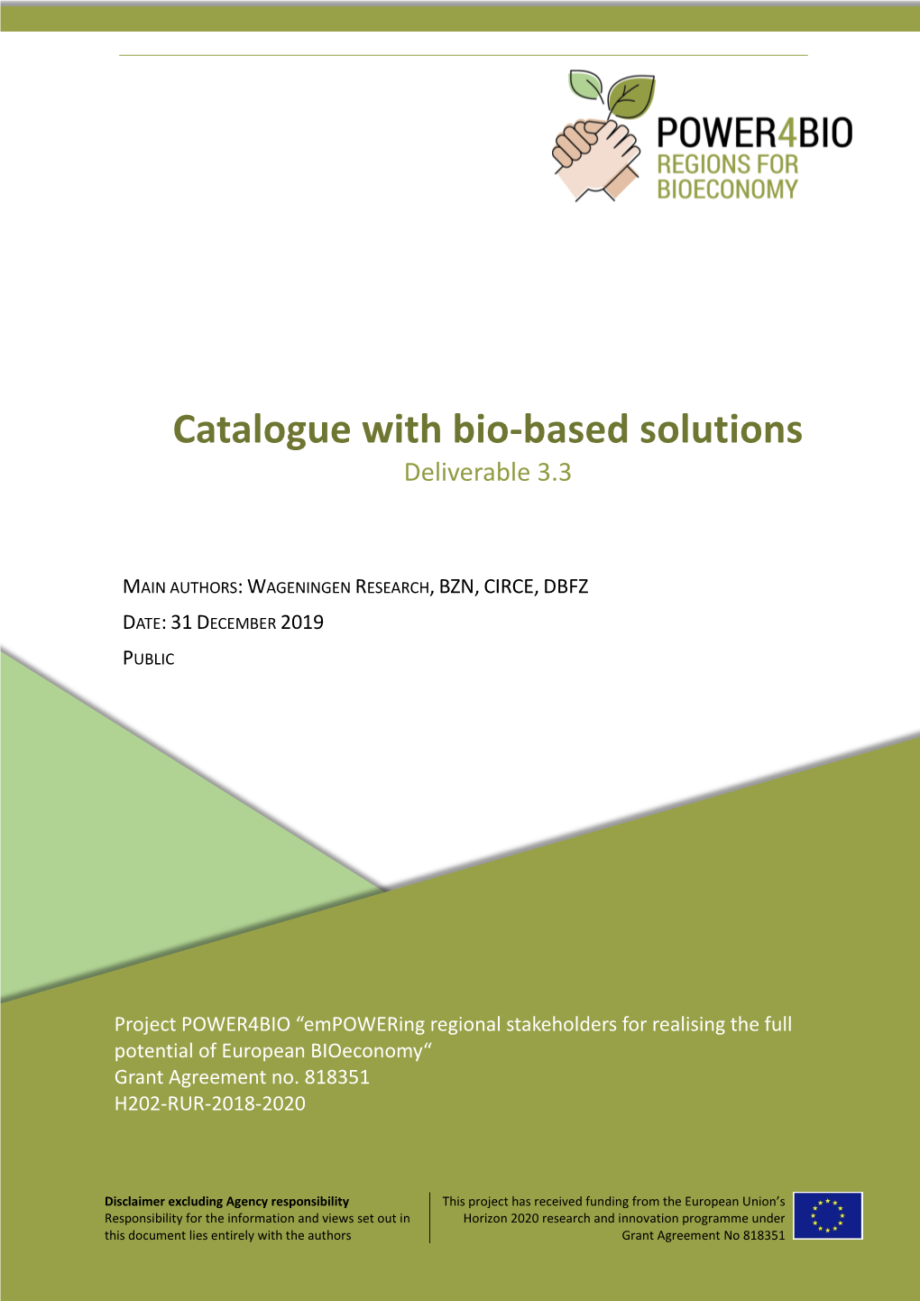 POWER4BIO Deliverable D3.3 Catalogue with Bio-Based Solutions