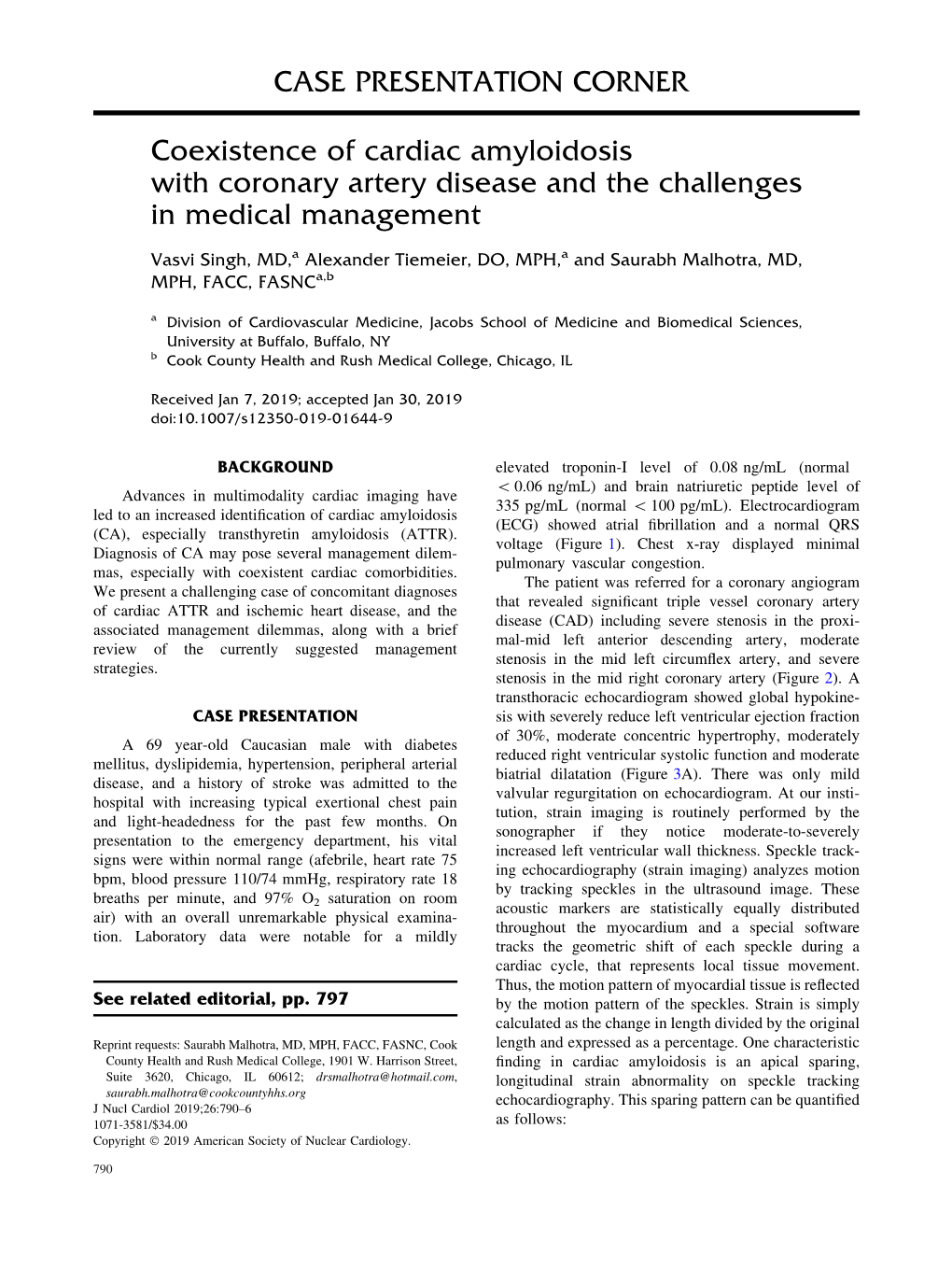 Coexistence of Cardiac Amyloidosis with Coronary Artery Disease and the Challenges in Medical Management