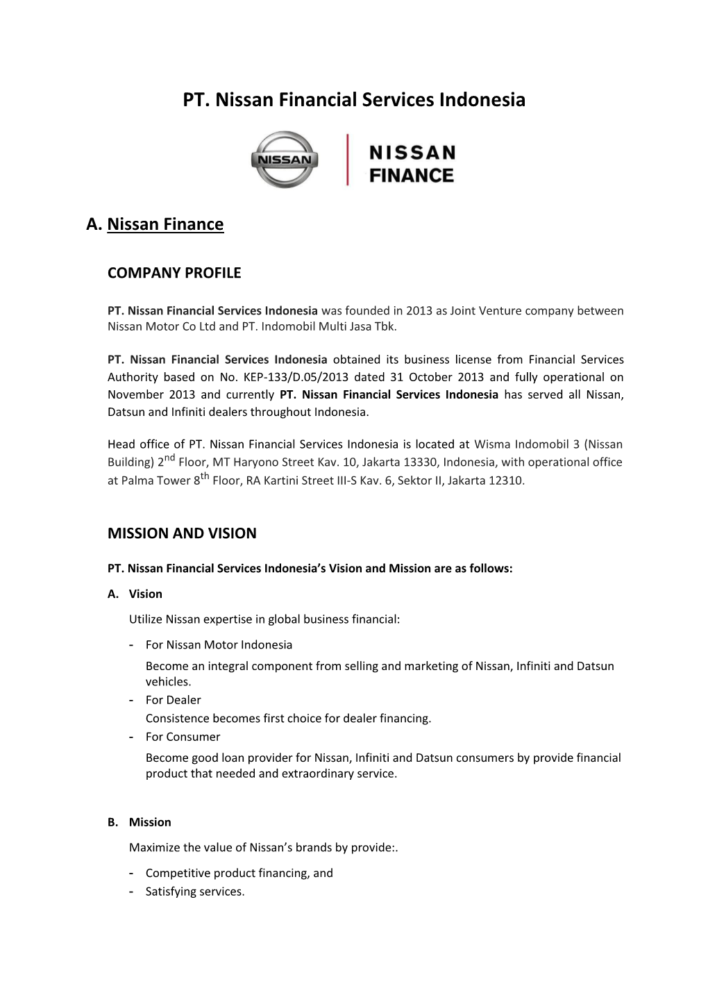 PT. Nissan Financial Services Indonesia