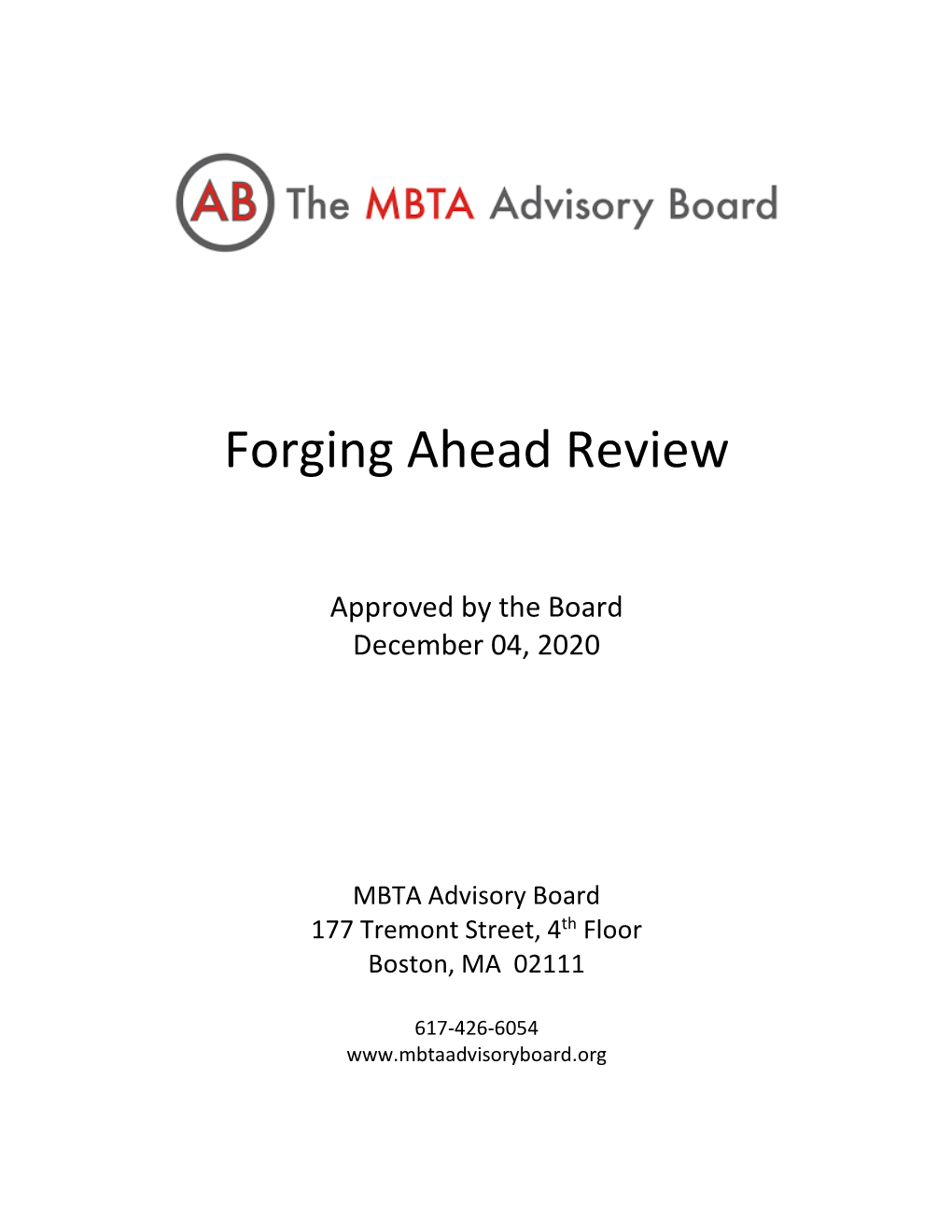 Advisory Board Report 12-4-20