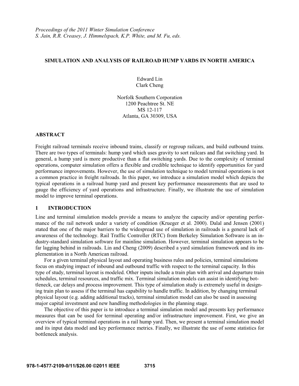 Simulation and Analysis of Railroad Hump Yards in North America