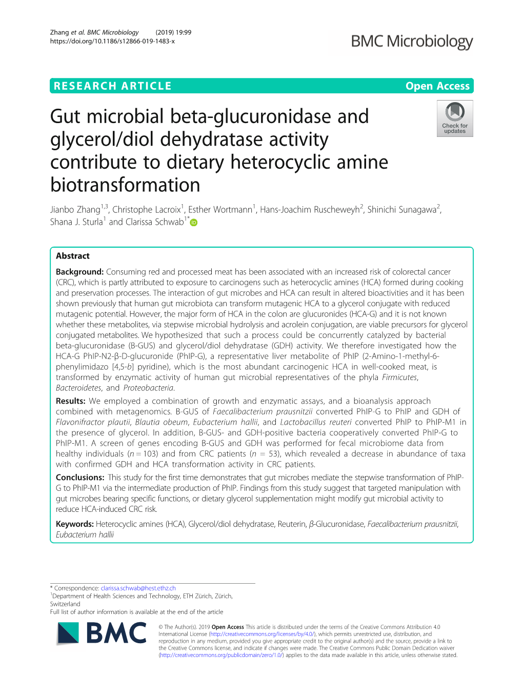 Gut Microbial Beta-Glucuronidase and Glycerol/Diol Dehydratase Activity