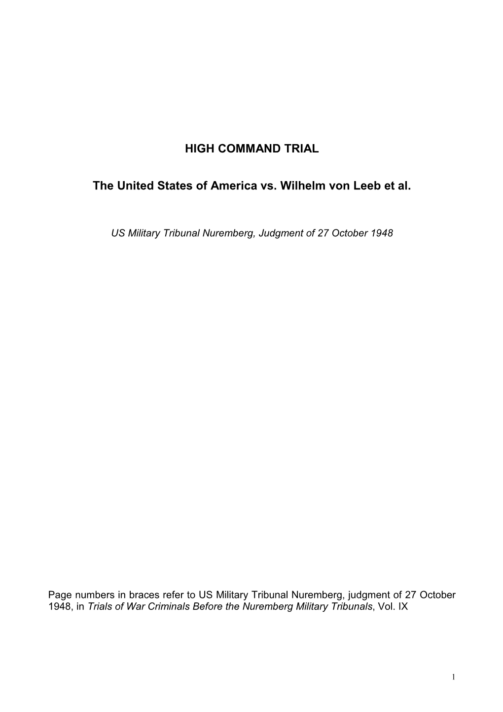 High Command Case