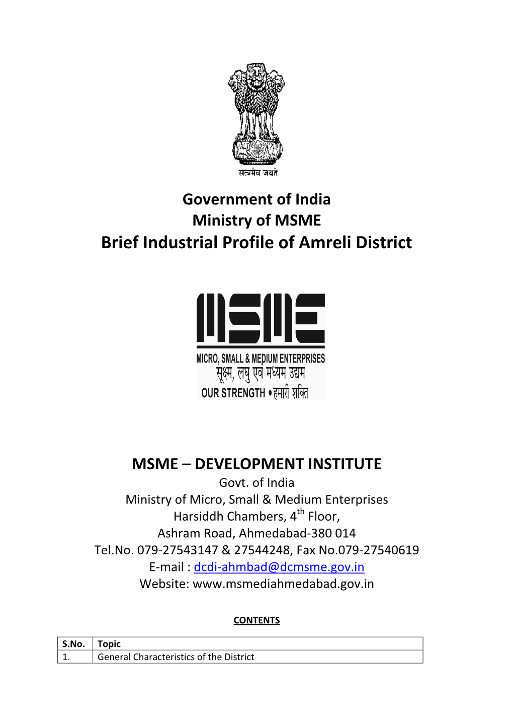 Brief Industrial Profile of Amreli District