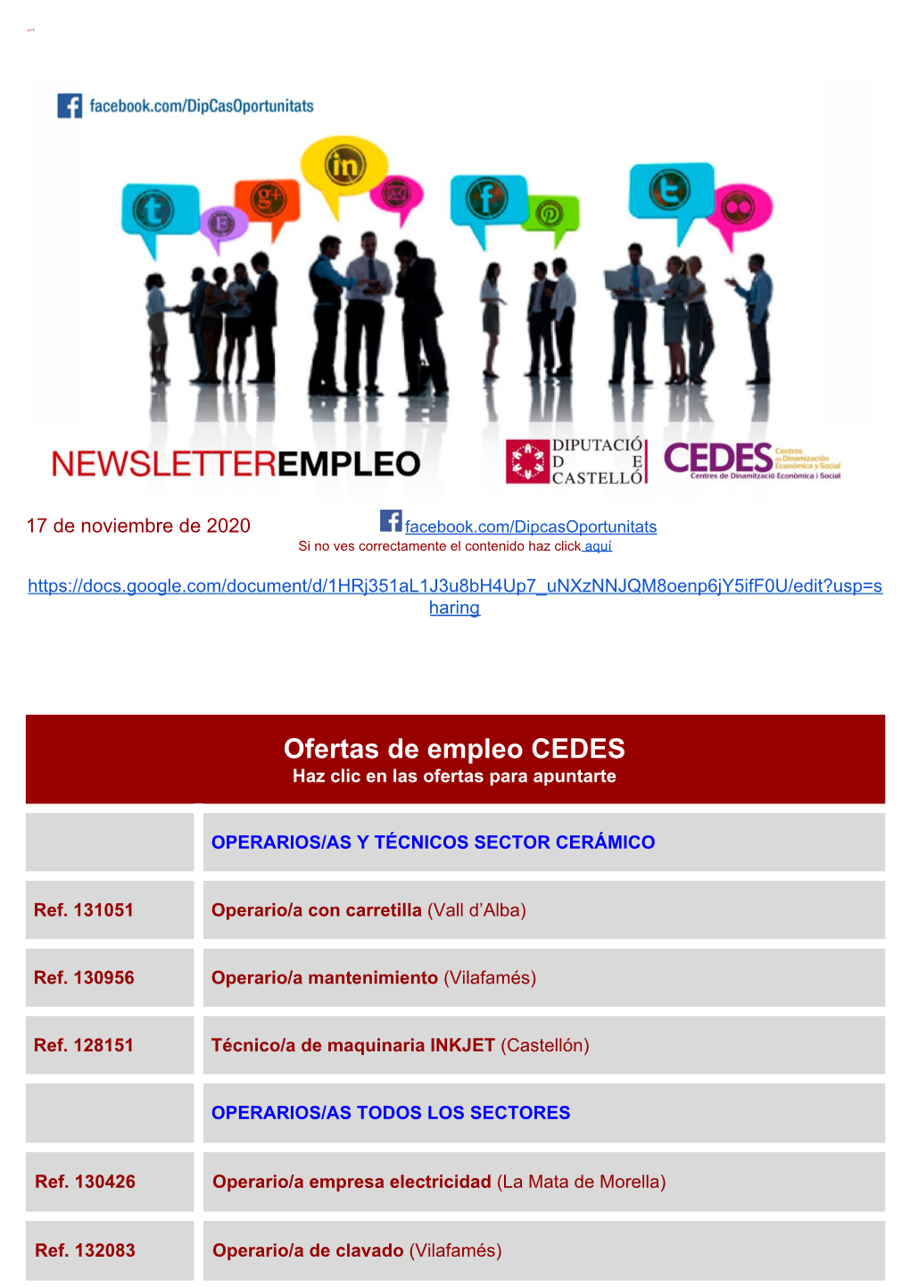 Ofertas De Empleo CEDES Haz Clic En Las Ofertas Para Apuntarte