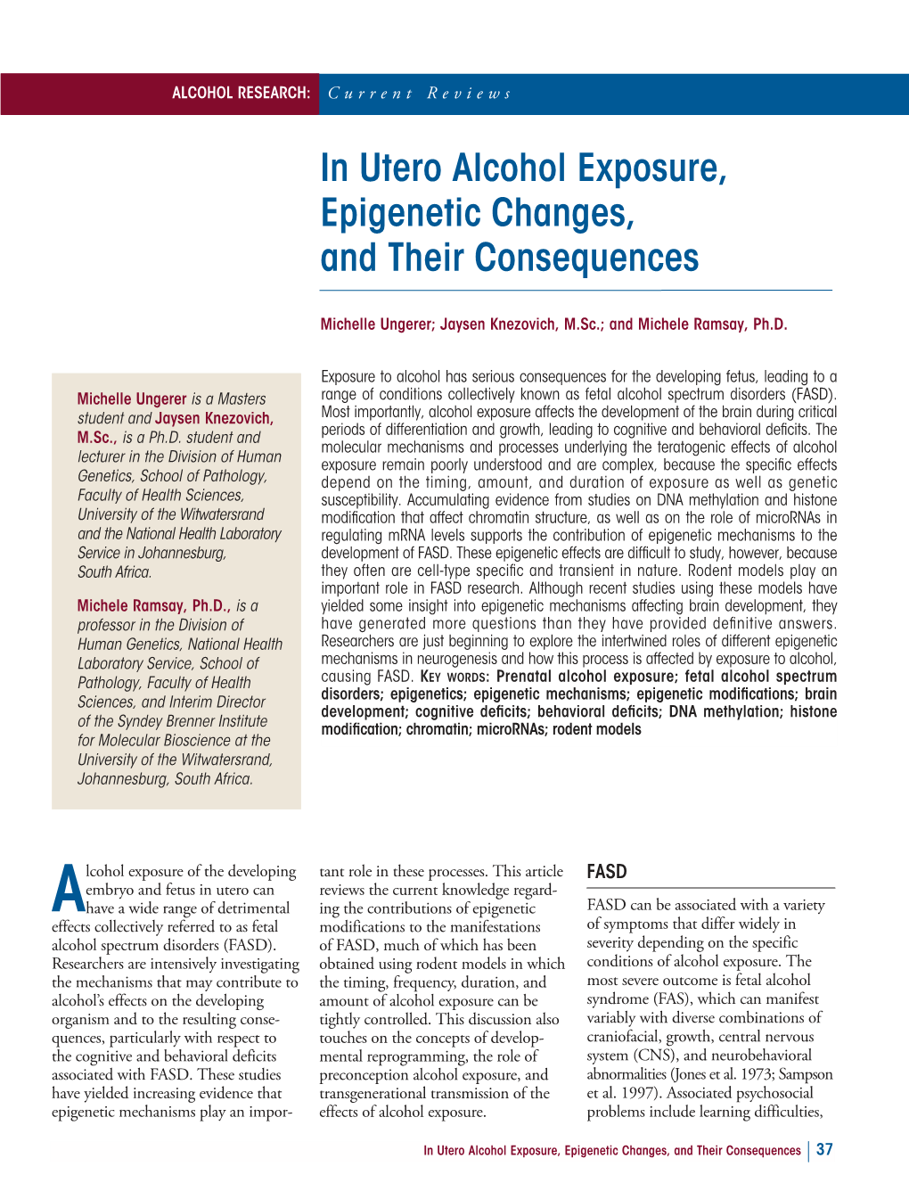 ALCOHOL RESEARCH: Current Reviews