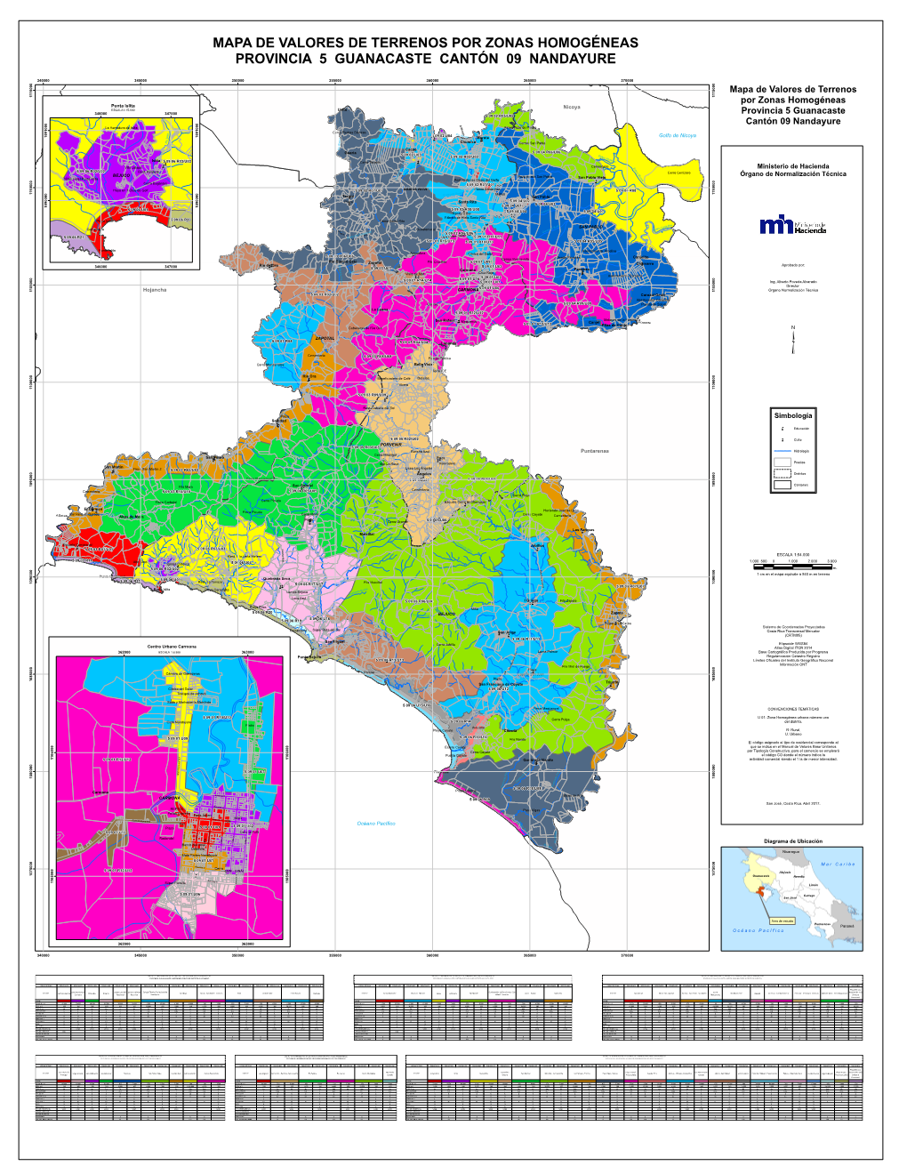 Mapa De Valores De Terrenos Por Zonas Homogéneas Provincia 5 Guanacaste Cantón 09 Nandayure