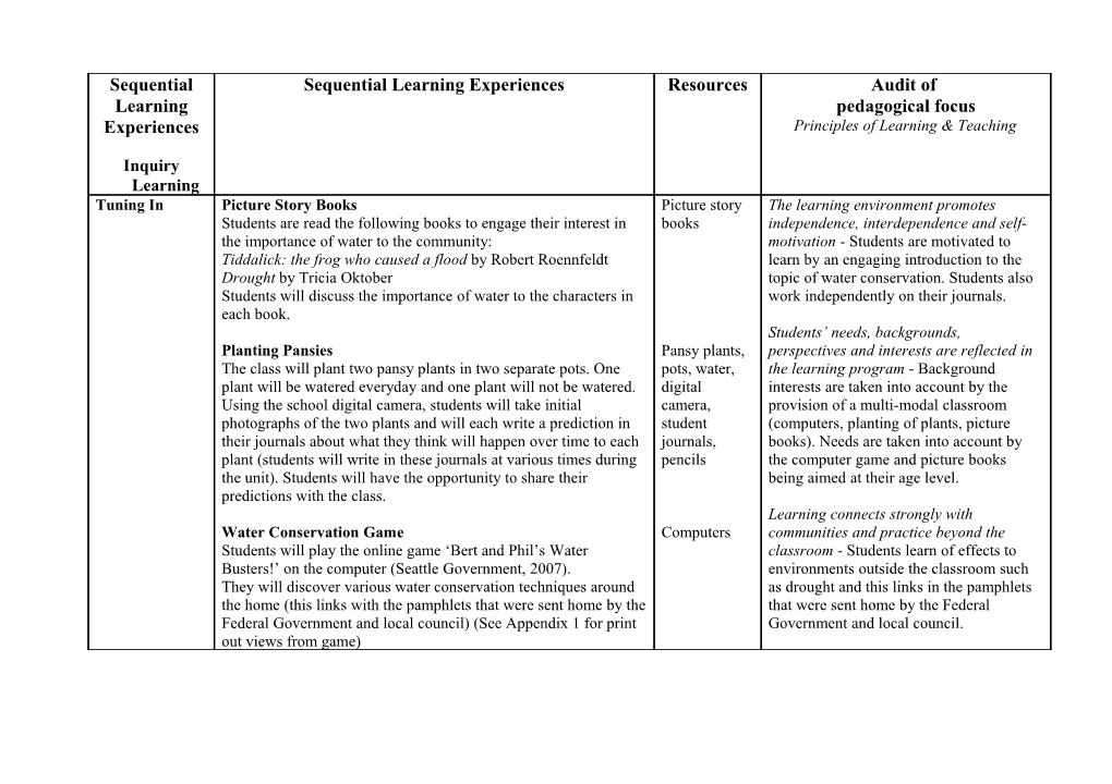 Sequential Learning Experiences