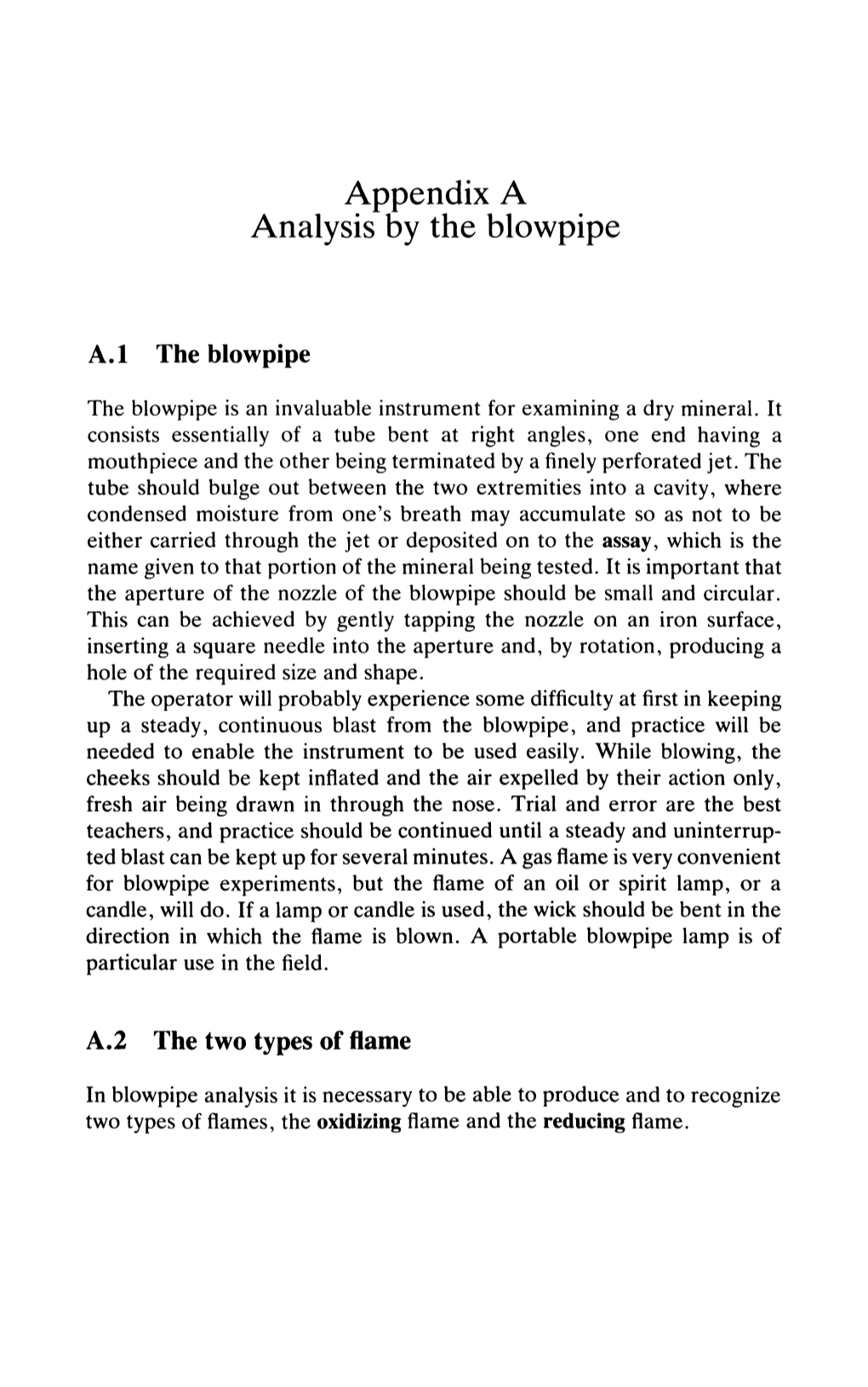 Appendix a Analysis by the Blowpipe