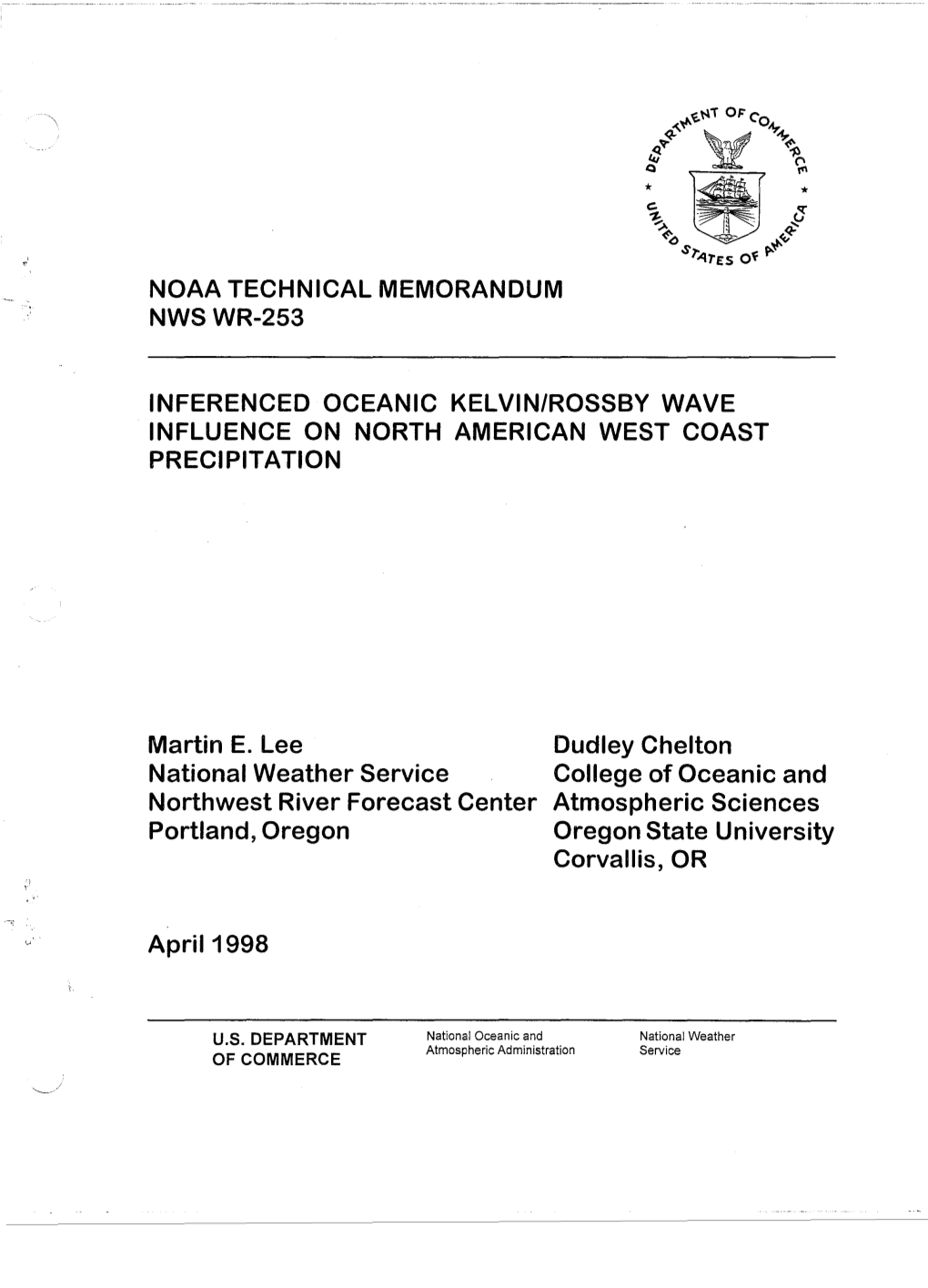 Noaa Technical Memorandum Nws Wr-253 Inferenced