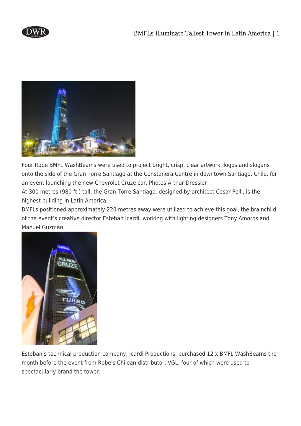 Bmfls Illuminate Tallest Tower in Latin America | 1