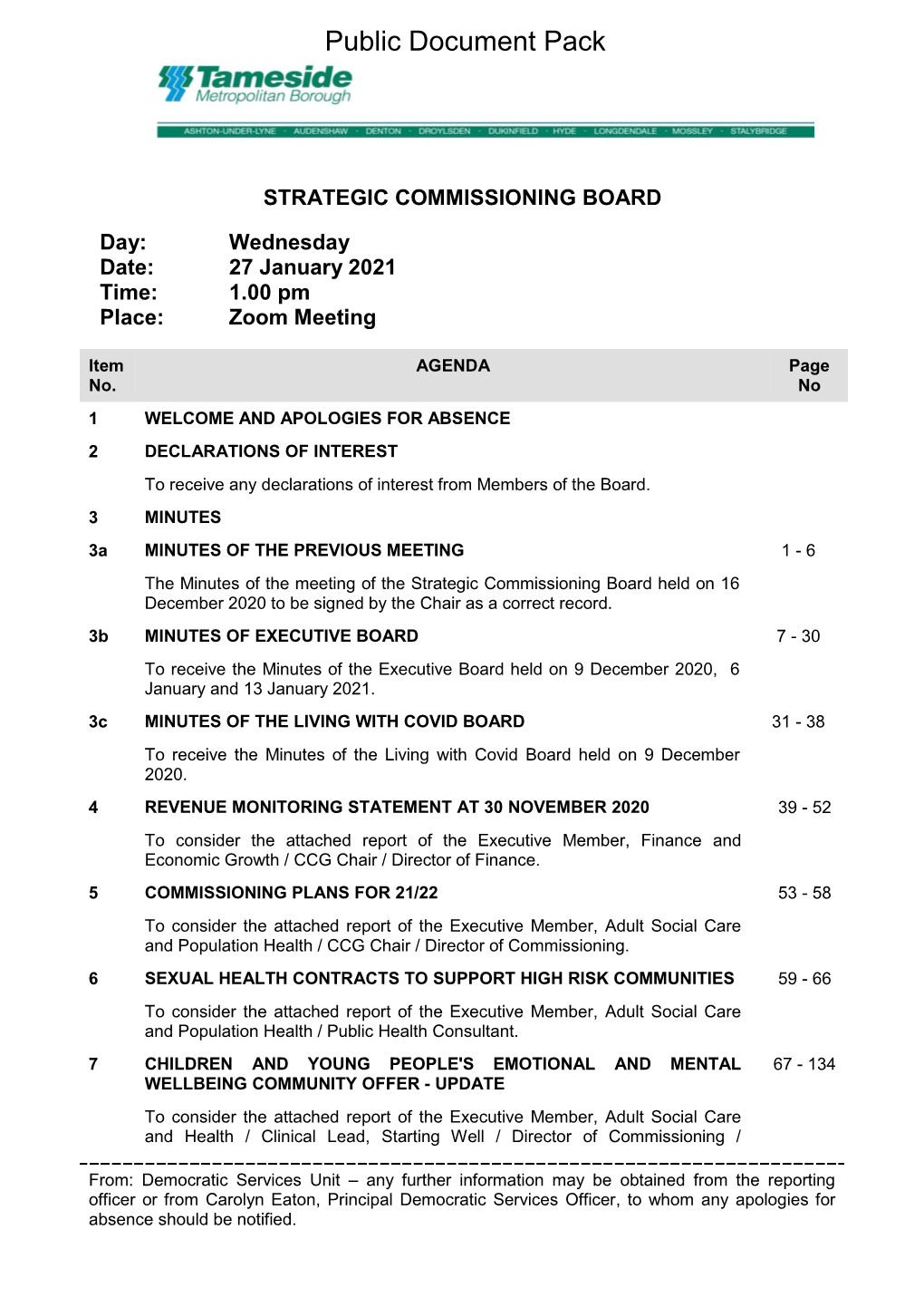 Agenda Document for Strategic Commissioning Board, 27/01/2021