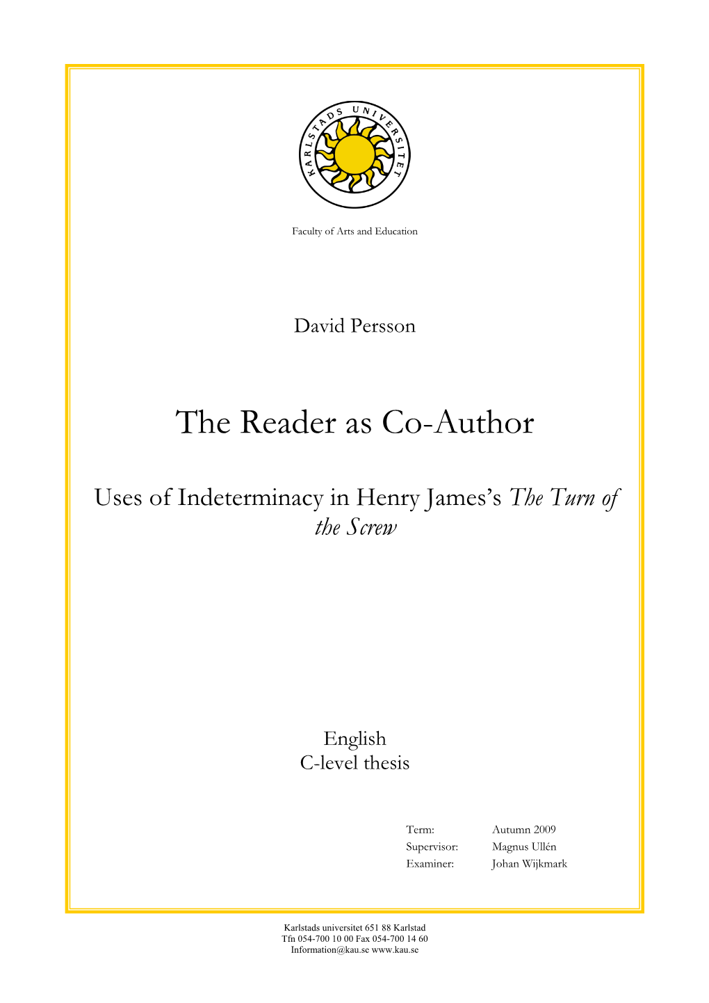 The Reader As Co-Author