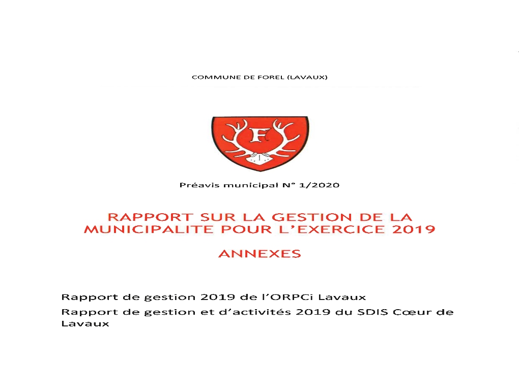 Municipalite Pour L'exercice 2019