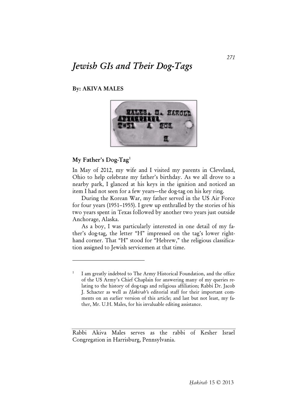 Jewish Gis and Their Dog-Tags