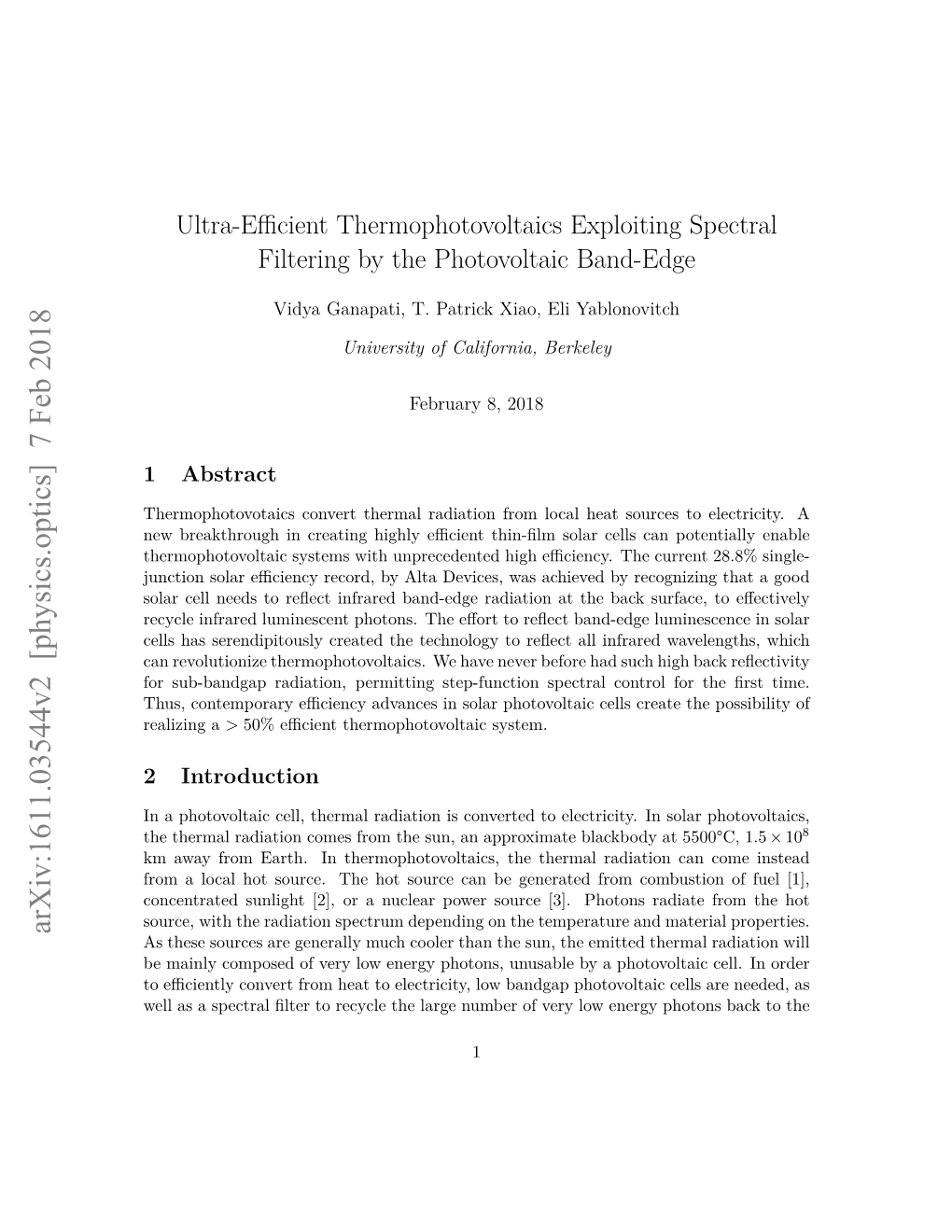 Ultra-Efficient Thermophotovoltaics Exploiting Spectral Filtering