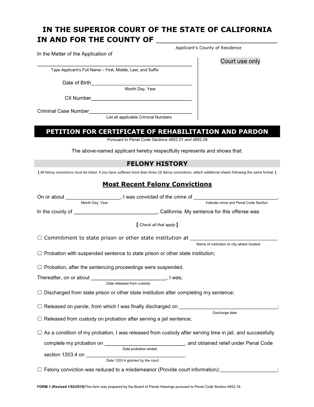 Pardon Application by Certificate Of