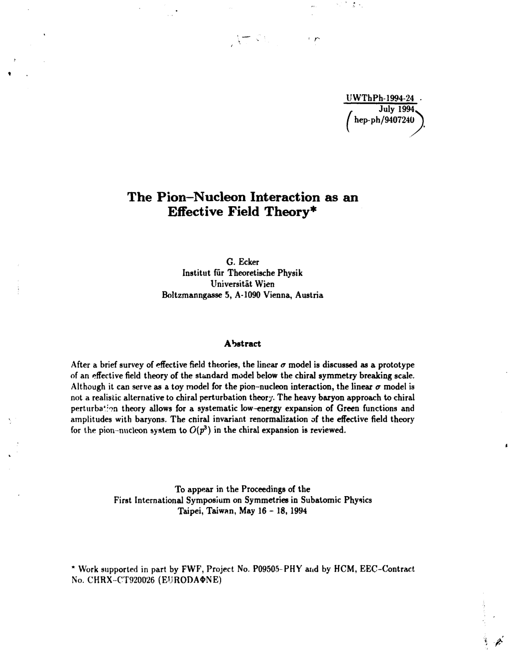 The Pion-Nucleon Interaction As an Effective Field Theory*