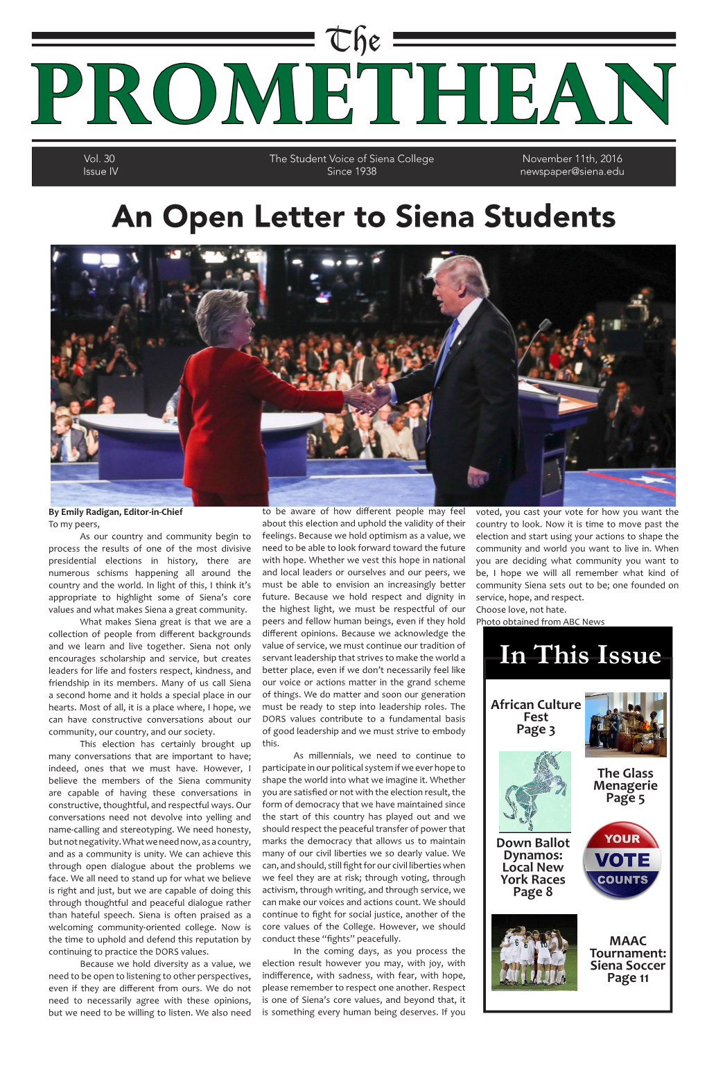 An Open Letter to Siena Students