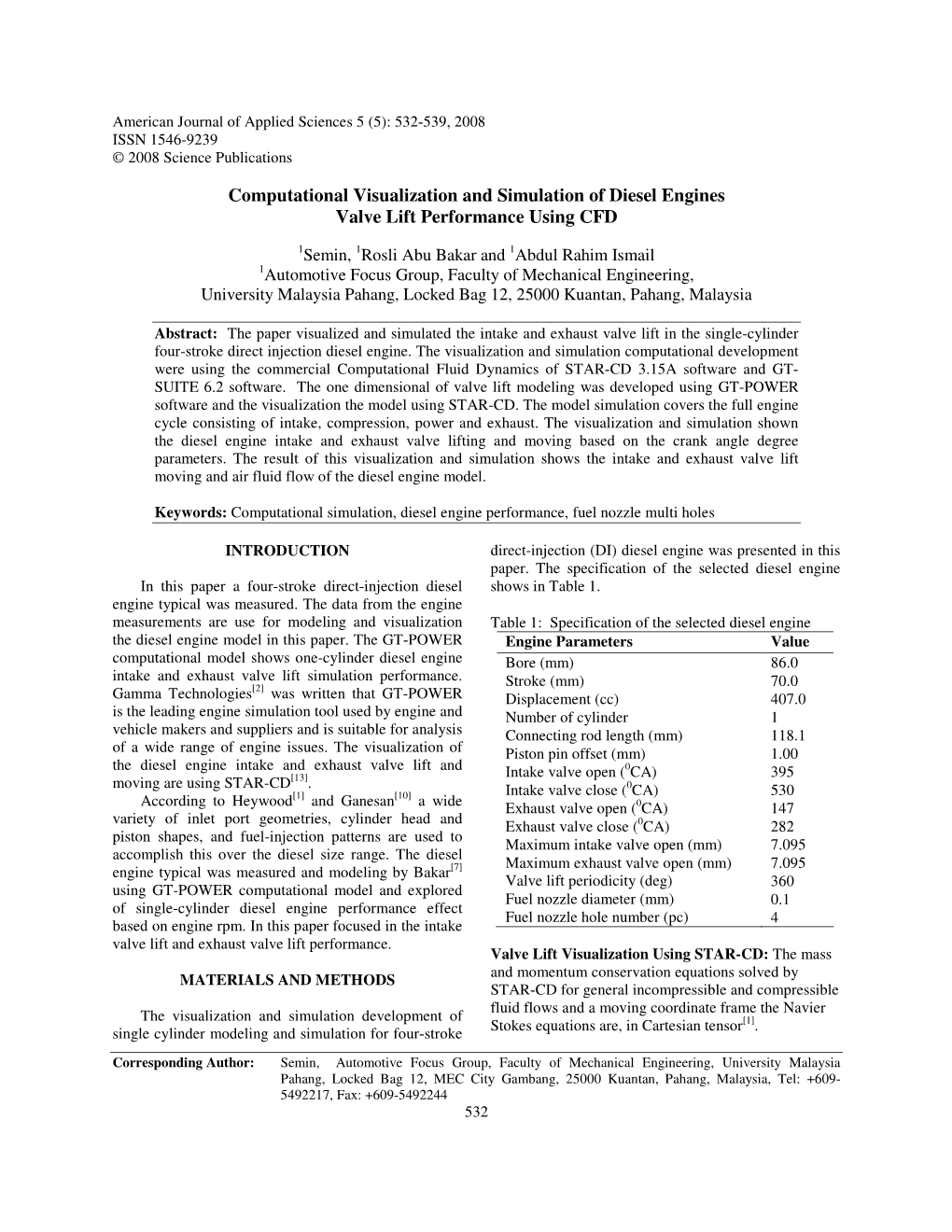 Computational Visualization and Simulation of Diesel Engines Valve Lift Performance Using CFD