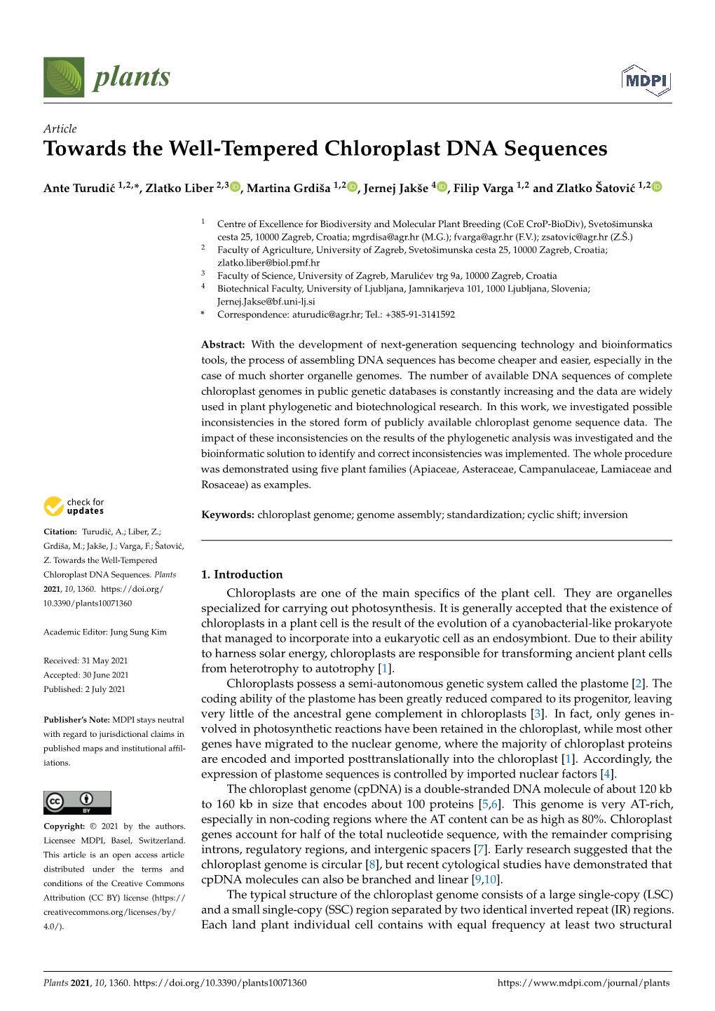 Towards the Well-Tempered Chloroplast DNA Sequences